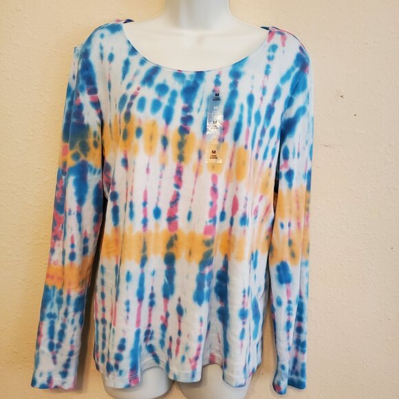 Karen Scott Women's Tie Dye Long sleeve Round neck t-shirt 100% Cotton size M. - Picture 5 of 11